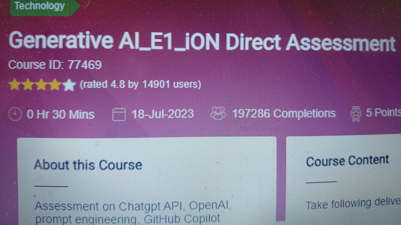 77469 Generative AI_E1_iON Direct Assessment #tcs #gen ai #training #course #iEvolve #E1 Competetion