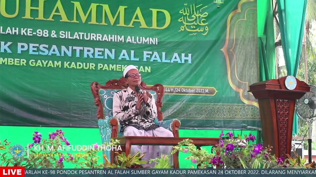 Sambutan Kiai Afifuddin Thoha Harlah ke-98 Pondok Pesantren Al Falah Sumber Gayam