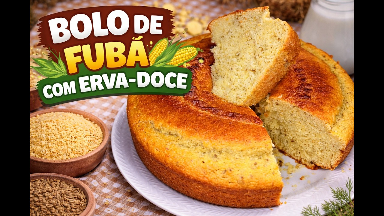 🤎 Receita fácil: bolo de fubá com erva-doce da vovó