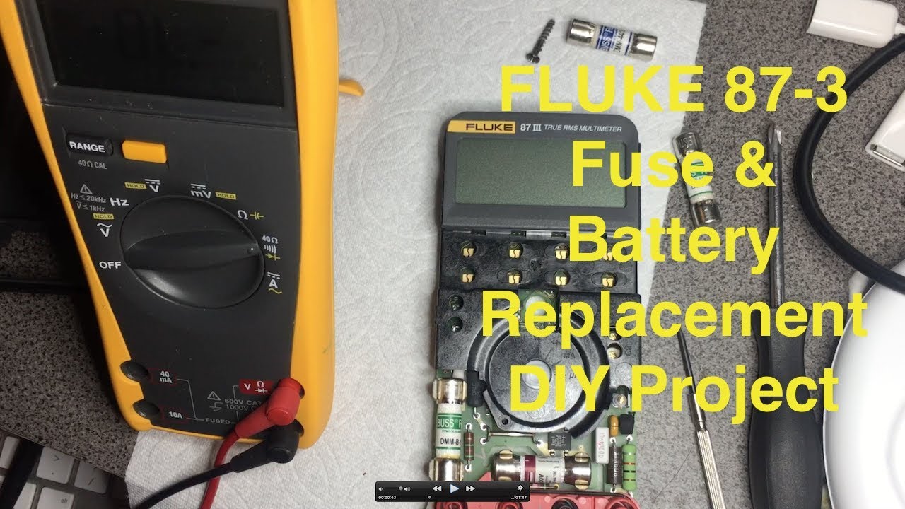Fluke 87-3 Battery & Fuse replacement / Замена Батареи и Предохранителей