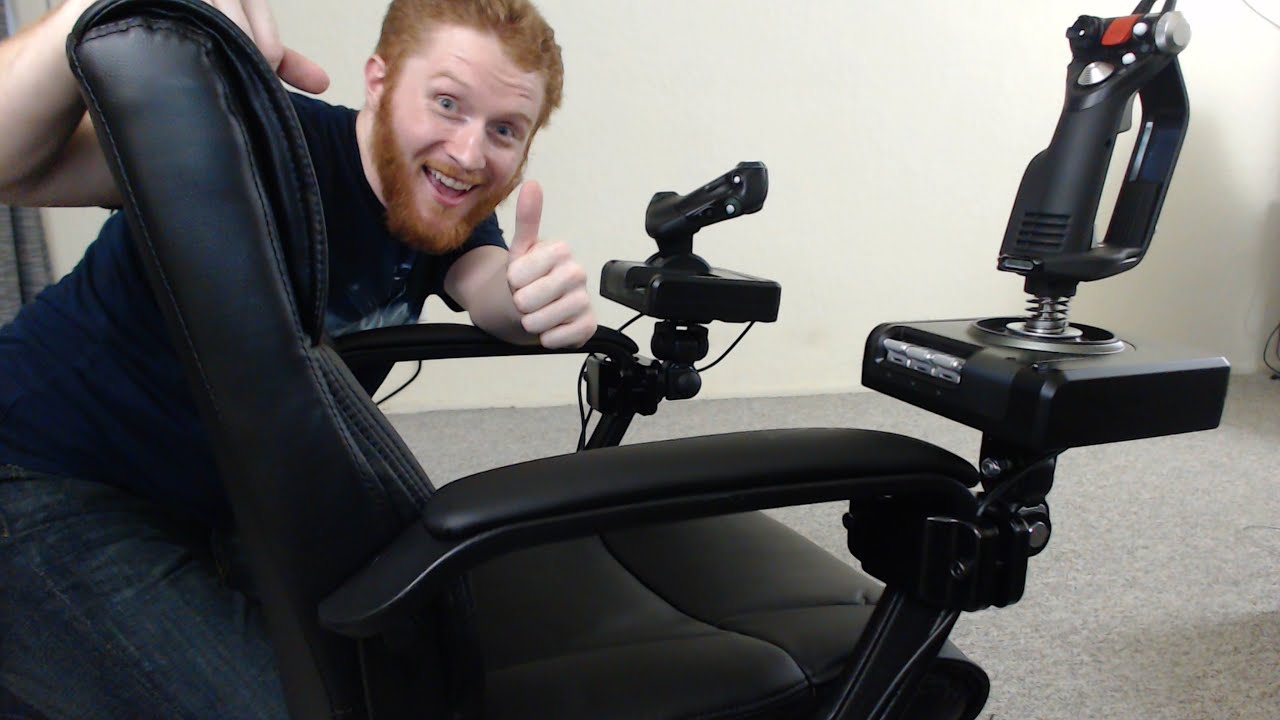 How to mount HOTAS flight sticks to an office chair for Elite: Dangerous and other flight sims