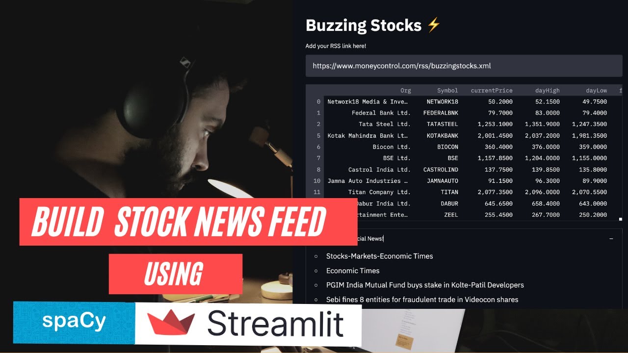 Building a buzzing stocks news feed using NLP and Streamlit | Named Entity Recognition & Linking
