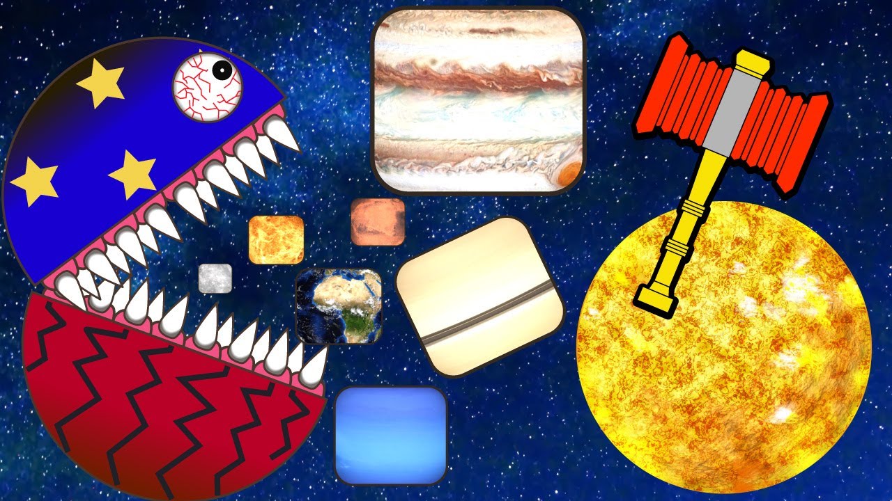 SQUARE HUNGRY 8 Planets Sizes for BABY Funny Planet  comparison Game Solar System Comparison