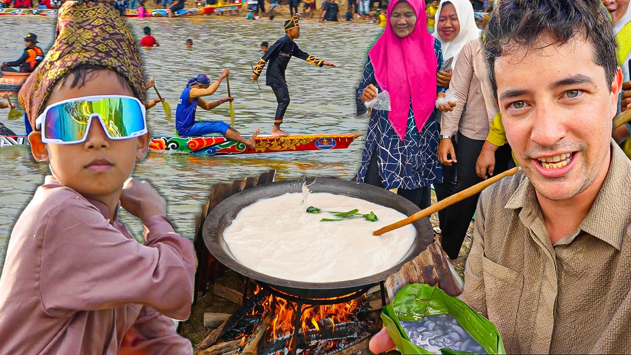 Crazy INDONESIAN FOOD With The Aura Farming Boat Kids!! 🇮🇩 (Pacu Jalur)