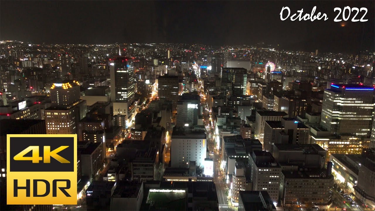 [4K HDR] 札幌JRタワー展望室からの夜景 / Night view of Sapporo JR Tower Observation Deck (Hokkaido, Japan)
