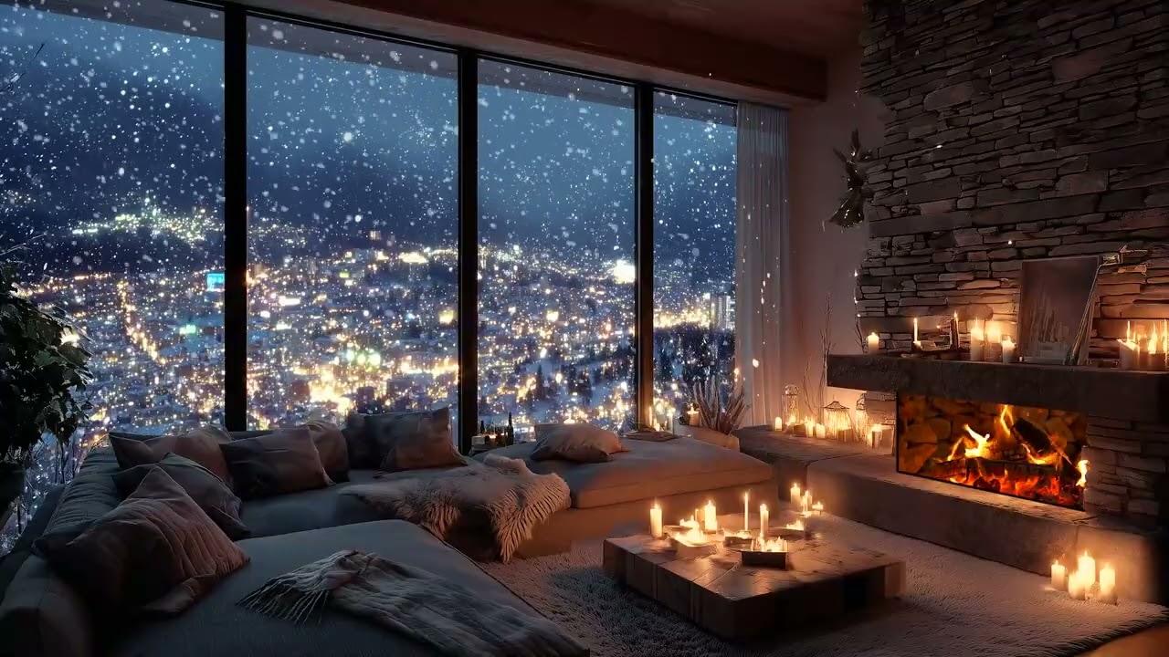 Snowy Night Piano Ambience | Soft White Lounge Music for Deep Sleep & Relaxationp
