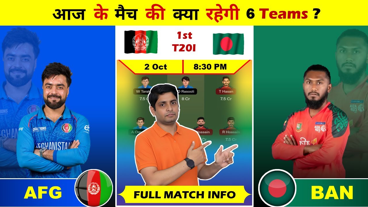 AFG vs BAN 1st T20I Match Prediction, AFG vs BAN 6 Dream Teams, Afghanistan vs Bangladesh 1st T20I