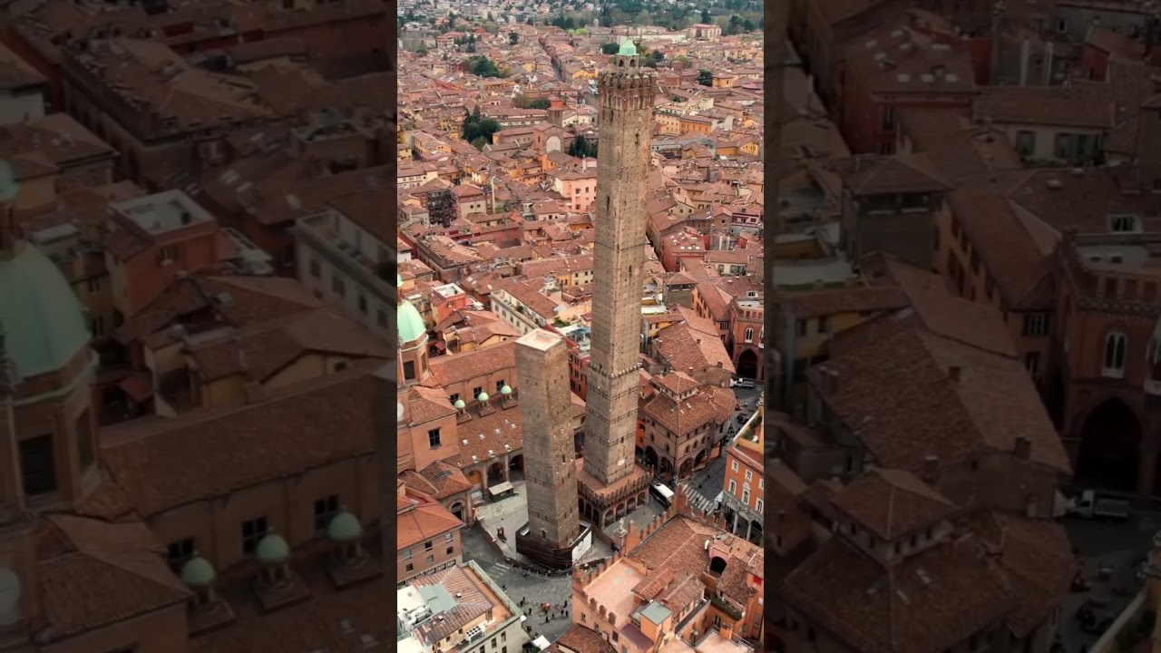 Asinella and Garizenda towers Bologna, Italy #shorts