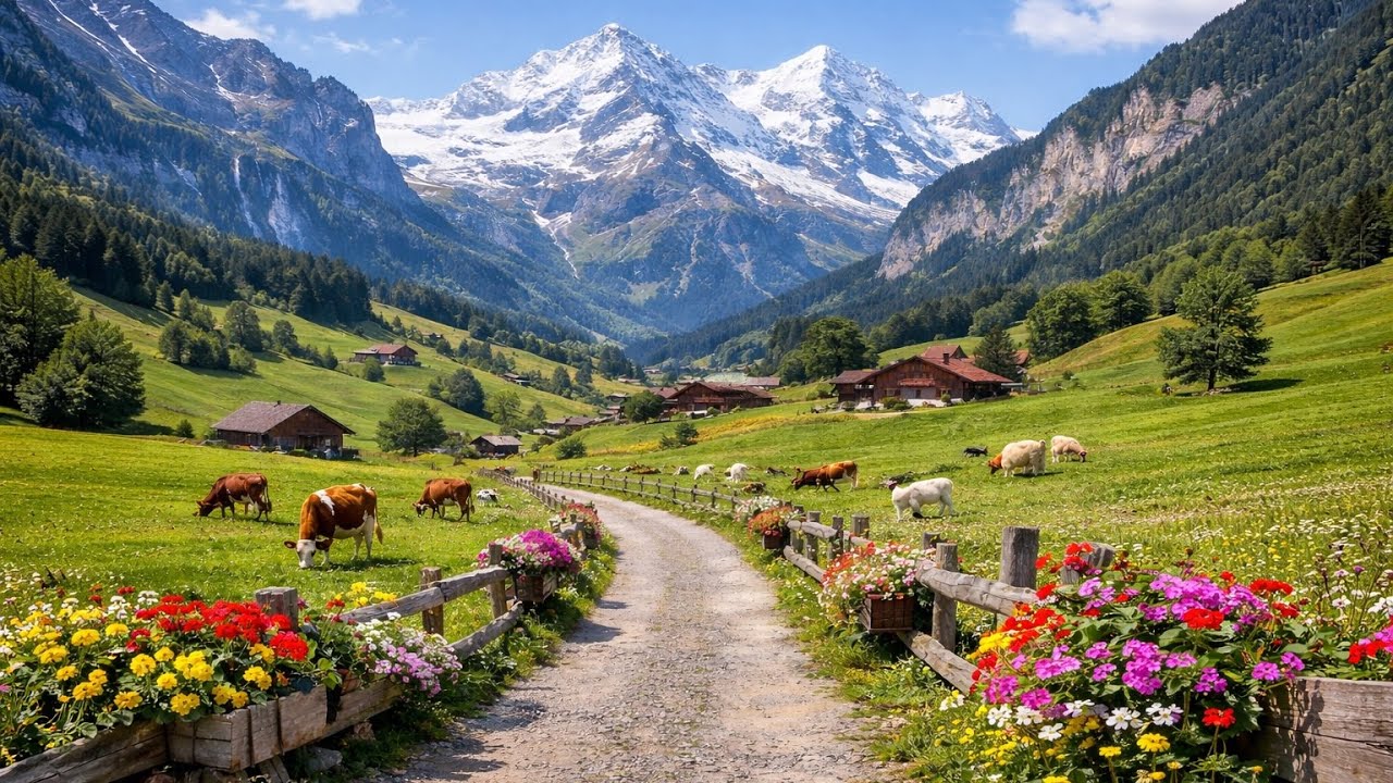 Switzerland’s Rainy Walk in Heavenly Beautiful Swiss Villages Countryside, You Must Visit [4K HDR]