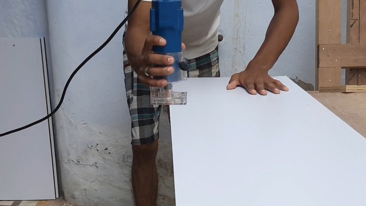 Sunmica adge finishing with trimmar# rauter se sunmica finishing kaise kare#using dongchang trimmar