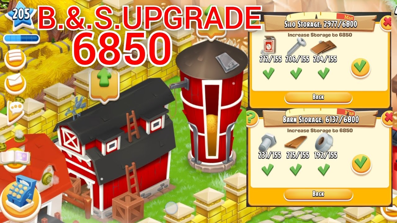 HAY Day How To UPGRADE BARN & SILO 6850 AND GAMEPLAY LEVEL 205#hayday #farming #games #trending 