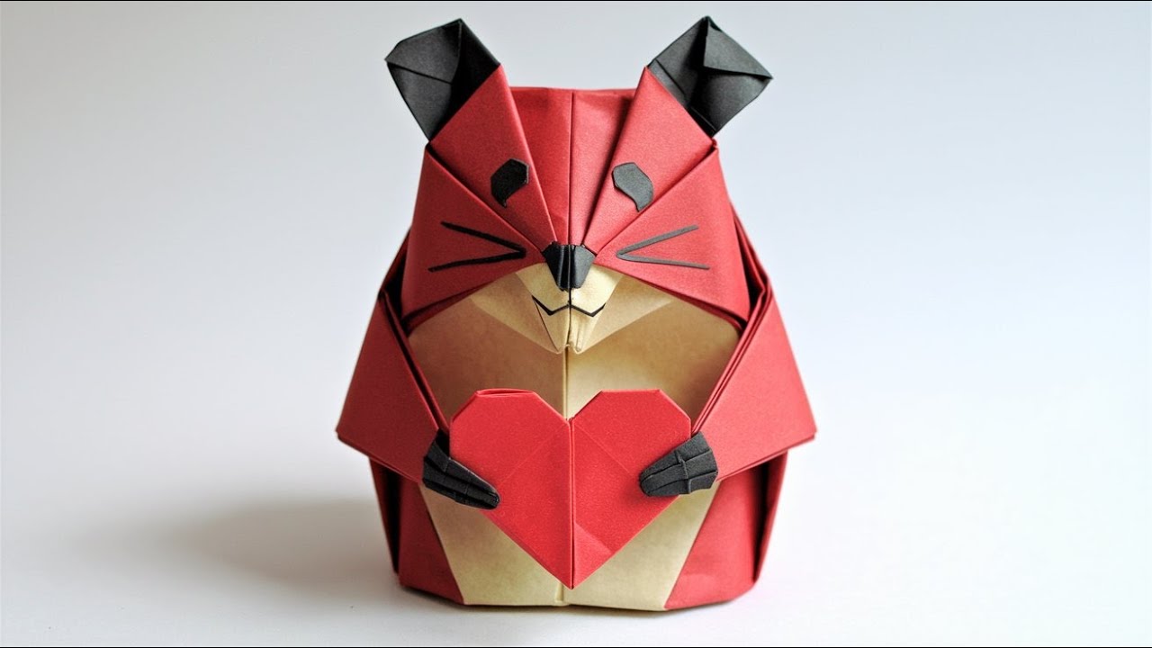 How To Make a Cute Hamster Holding a Heart | Easy Simple Origami