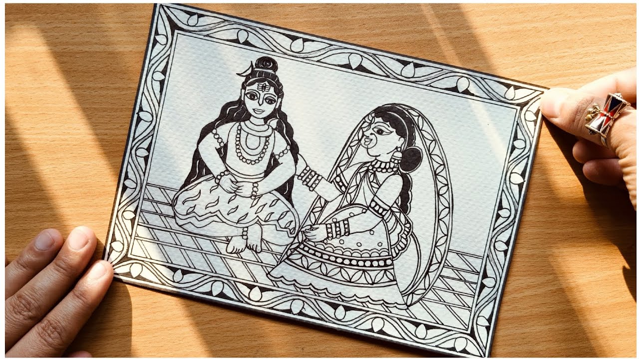 KOHBAR Series | How to Draw Madhubani Shiv Parvati Ji | How to Draw Madhubani Art | Kohbar Elements 