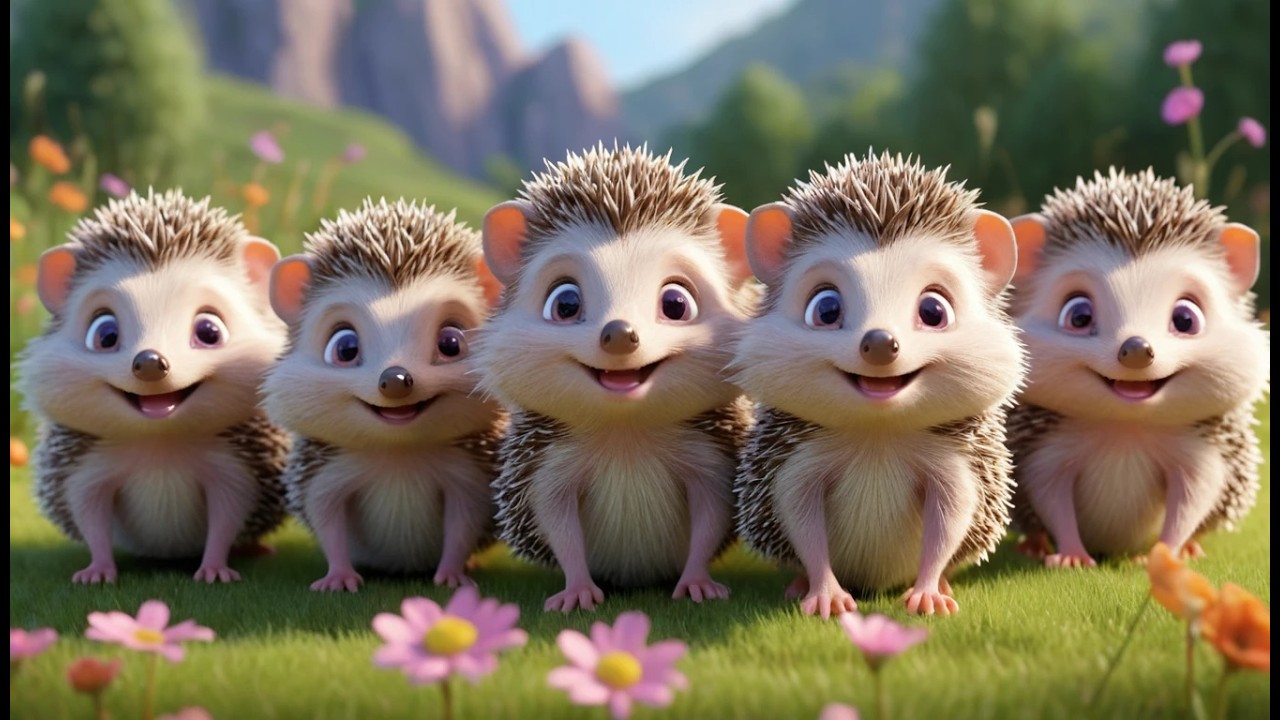 Cinco Pequeños Erizos Ruedan y Ruedan | Canciones de Animales y Números