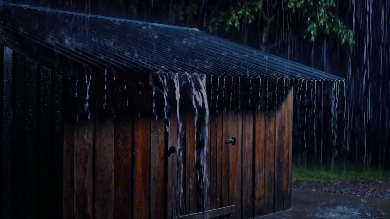 Midnight Steady Rain on Metal Roof with Soft Thunder | Relaxing ASMR for Deep Rest