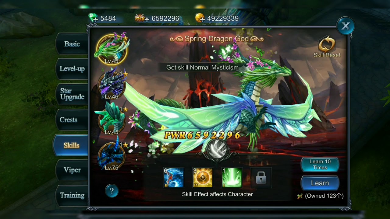 Reset All Gold Spring Dragon Skill | Goddes Primal Chaos SEA