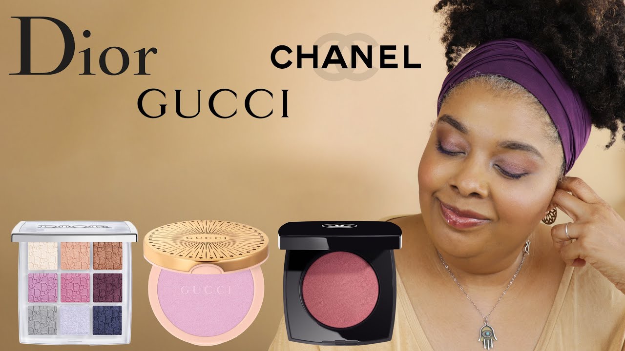 New Dior Celestial Purple Eyeshadow, Gucci Glow Highlighter Frosted Lilac,  Chanel Rose Ardent Blush