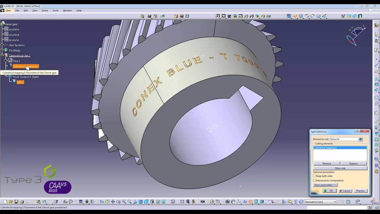 Text in Catia - Cylindrical Mapping