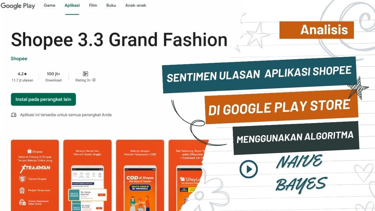 Analisis Sentimen Ulasan Shopee di google play store Menggunakan  Algoritma Naive Bayes