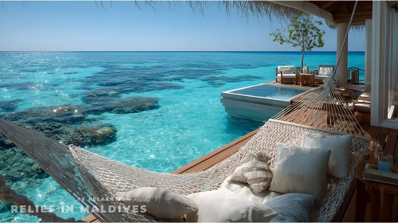 Instant Stress Relief in Maldives 🇲🇻 Luxury Overwater Villa with Crystal Clear Ocean Sounds (4K)
