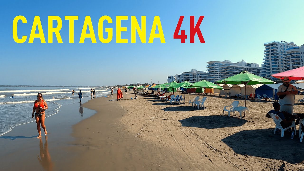 Colombia's most beautiful public beach - Playa Azul, Cartagena 4K WALK