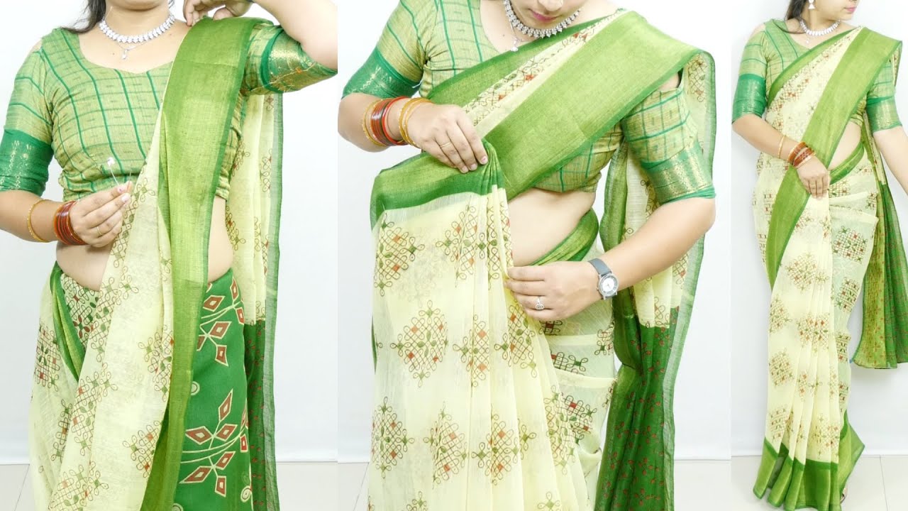 Perfect Tussar Silk Saree Draping Tutorial | Cotton Saree Draping with Perfect Pleats | Easy Drape