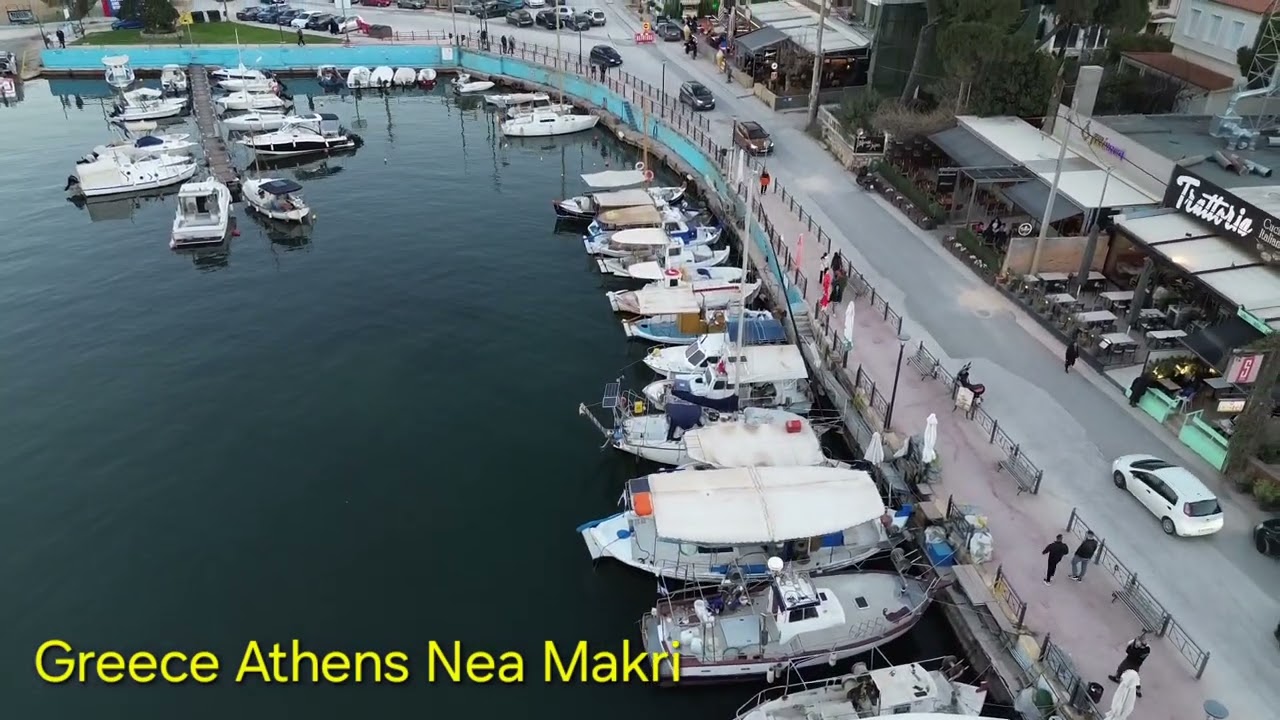 Exclusive Panoramic View of Nea Makri Waterfront &ndash; Stunning Port, 4K Drone Tour