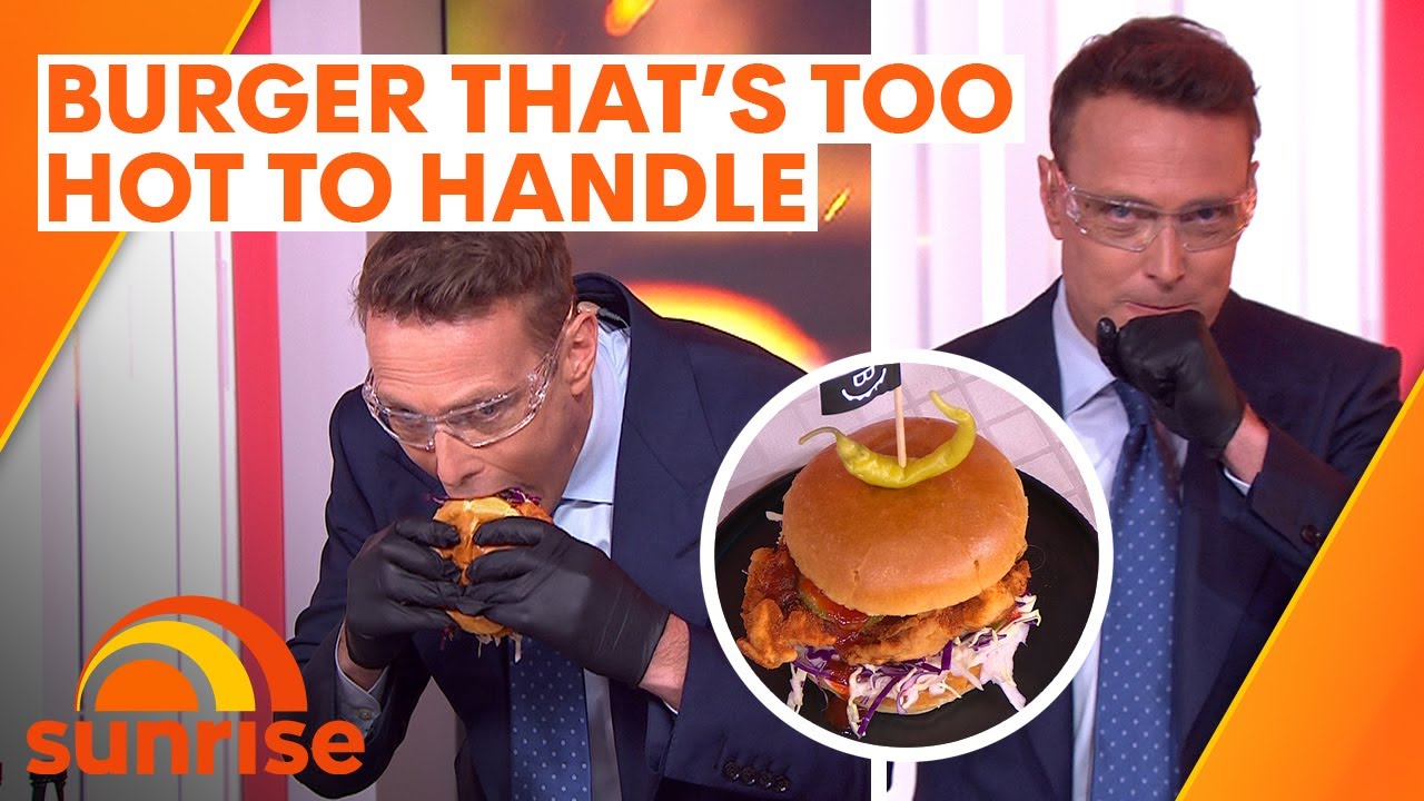Sunrise host Matt Shirvington takes on the hottest burger in Australia