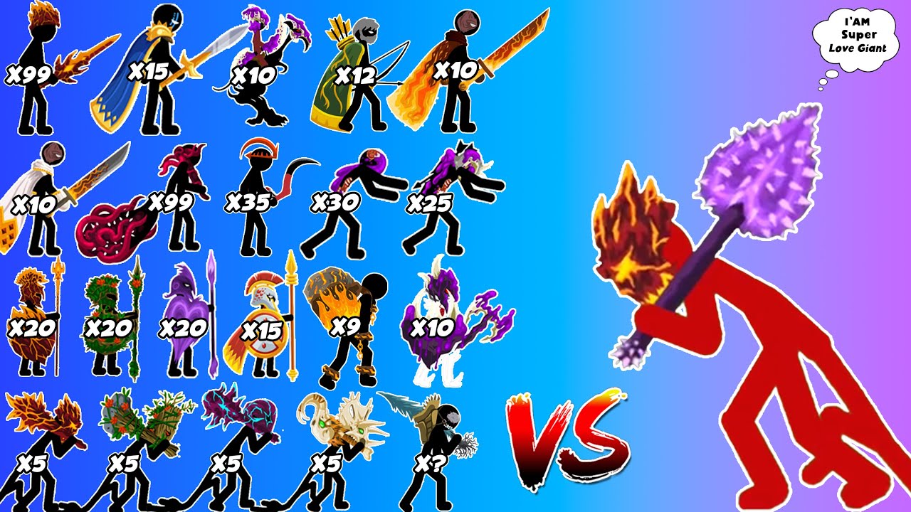 New Love Skins Giant Vs All Skins Giantlord Sightless Army - Who Will Win? - Stick War Saga