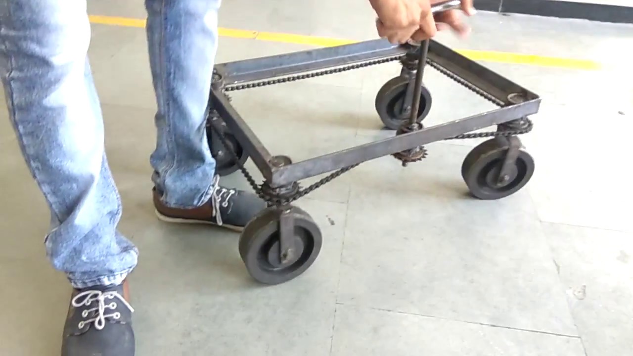 360˚ rotation of wheels for material transporting device