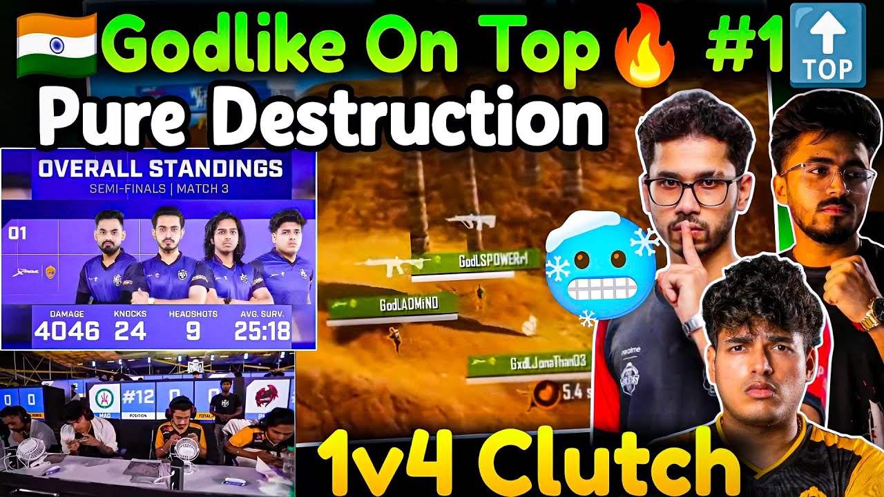 GodLike #1🔝 3 MVP Pure Destruction💀🔥 Manya 1v4 WF😱 24 Finishes Total😲