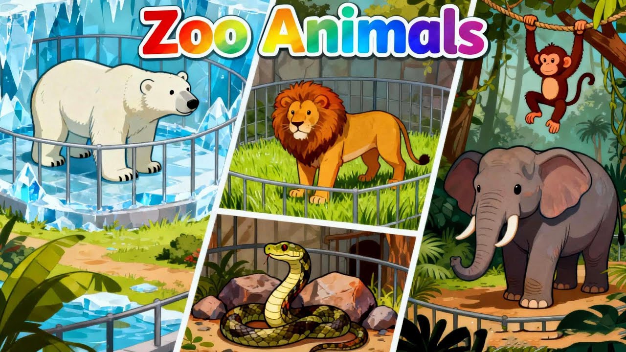 Zoo Animals for Kids Educational Toddler Learning Cartoon | CoCo Songs