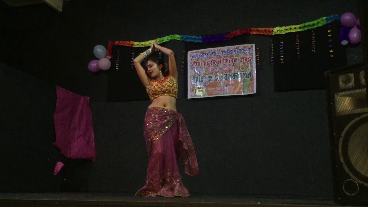 Anjali Adhikari dancing in Brussel Teej  2018