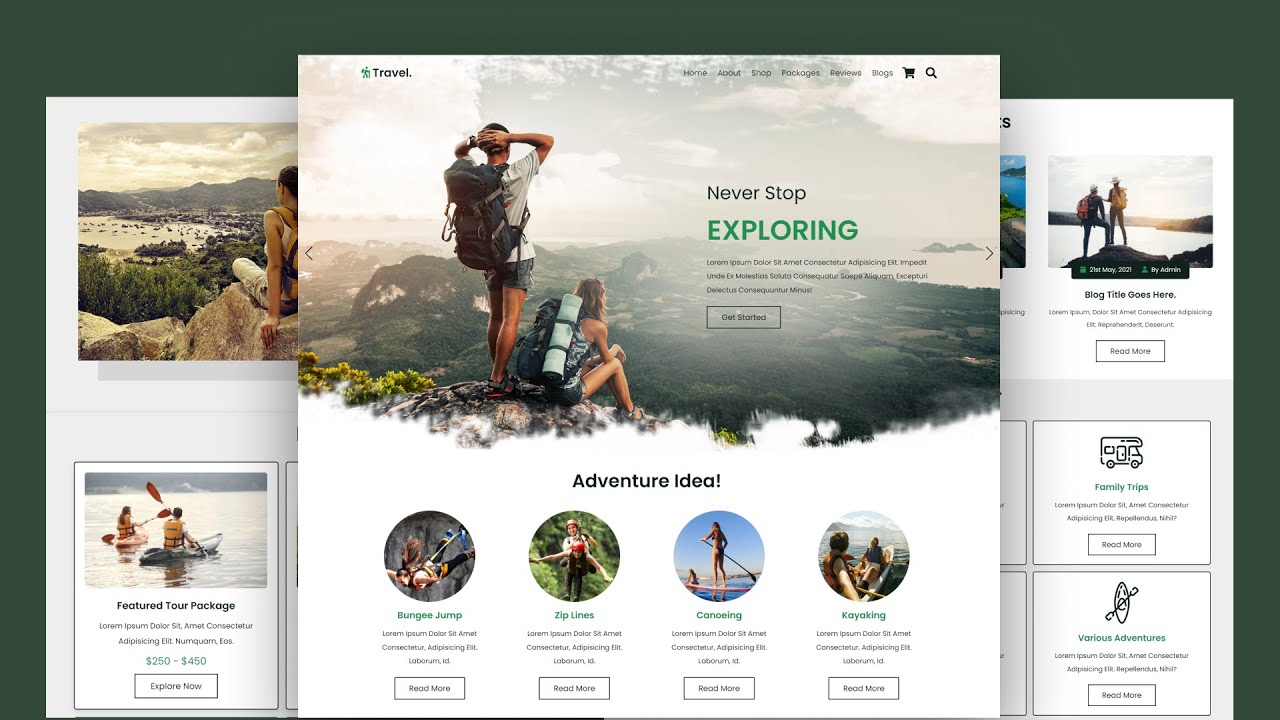 Create A Responsive Adventure & Tour Website Design Using HTML CSS / SASS & JavaScript Step By Step