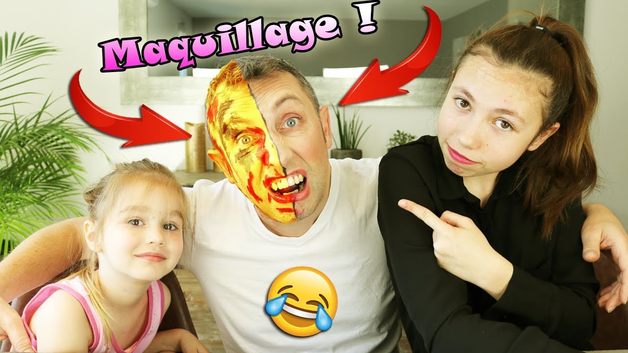CHALLENGE MAQUILLAGE : Qui d'Ellie ou Lana maquillera le mieux Papa ? Clown Joker
