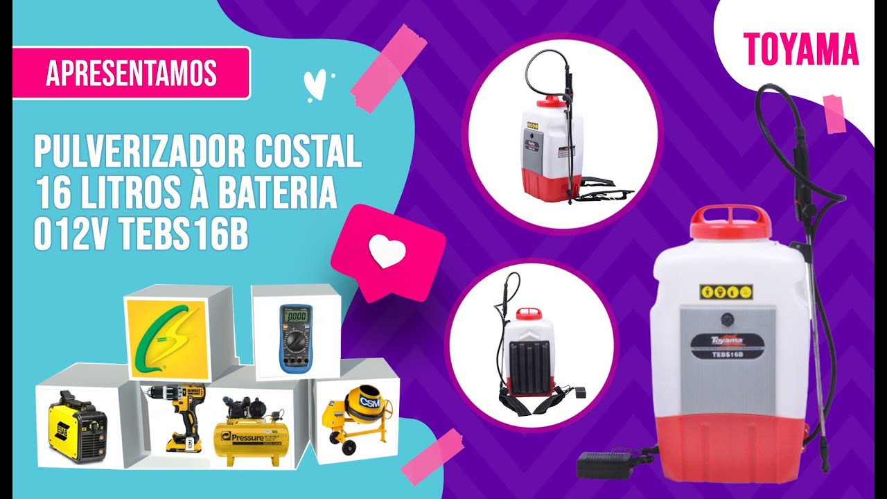 Review - Pulverizador Costal 16 litros à Bateria 12V TEBS16B Toyama