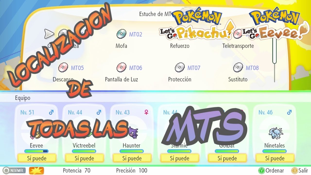 Pokémon Let’s Go Eevee/Pikachu – Guía Completa: Localización de Todas las MT