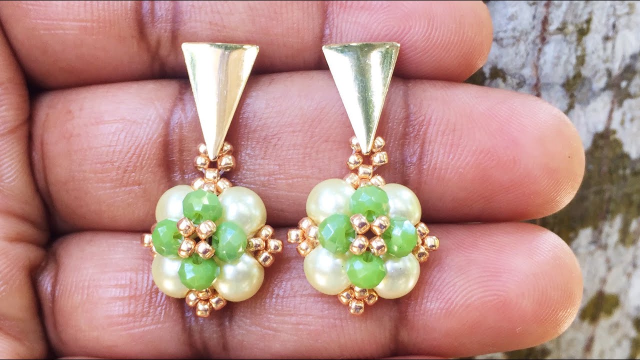 DIY COMO HACER ARETES PEQUEñOS CON PERLAS Y CRISTALES, MUY FACILES DE HACER 🔴|🔴 #ACCESORIESDESIGN