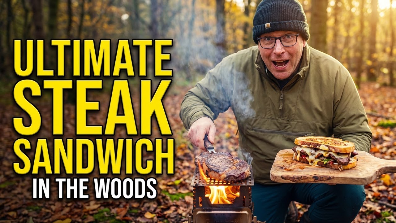 Ultimate Steak Sandwich on a Bushbox Stove #bushcraftcooking #steak #outdoorcooking
