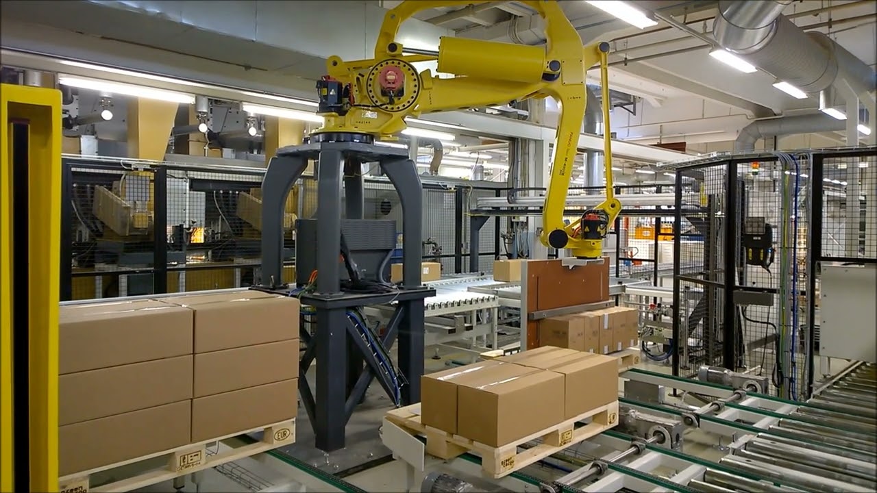 Jomet Robot palletizer system for 3 production lines