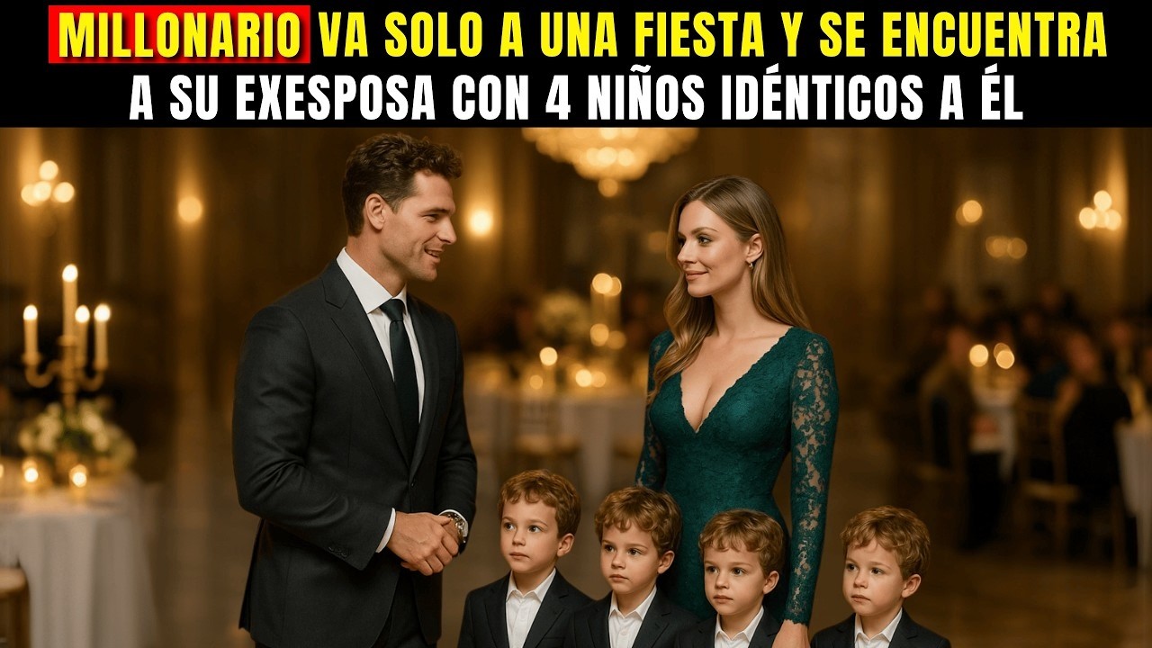 Millonario se encuentra a su exesposa con 4 niños idénticos a él en una fiesta de invierno