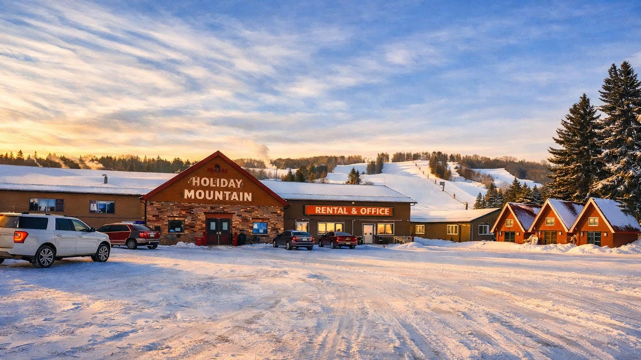 Holiday Mountain Resort Winter Tour ❄️ | Ski Slopes, Rentals, Lodging & Scenic Views | 4K Video