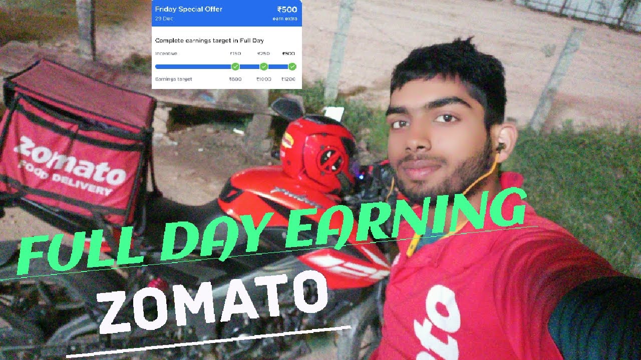 Full time Zomato delivery boy earning || Zomato 1 day earning 🤑🤑