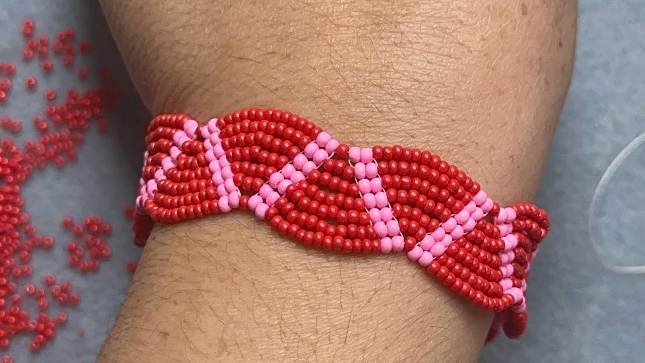 Pulsera de abanicos con mostacillas fácil de hacer. #parati #tutorial #love #diy #accesorios #pink 
