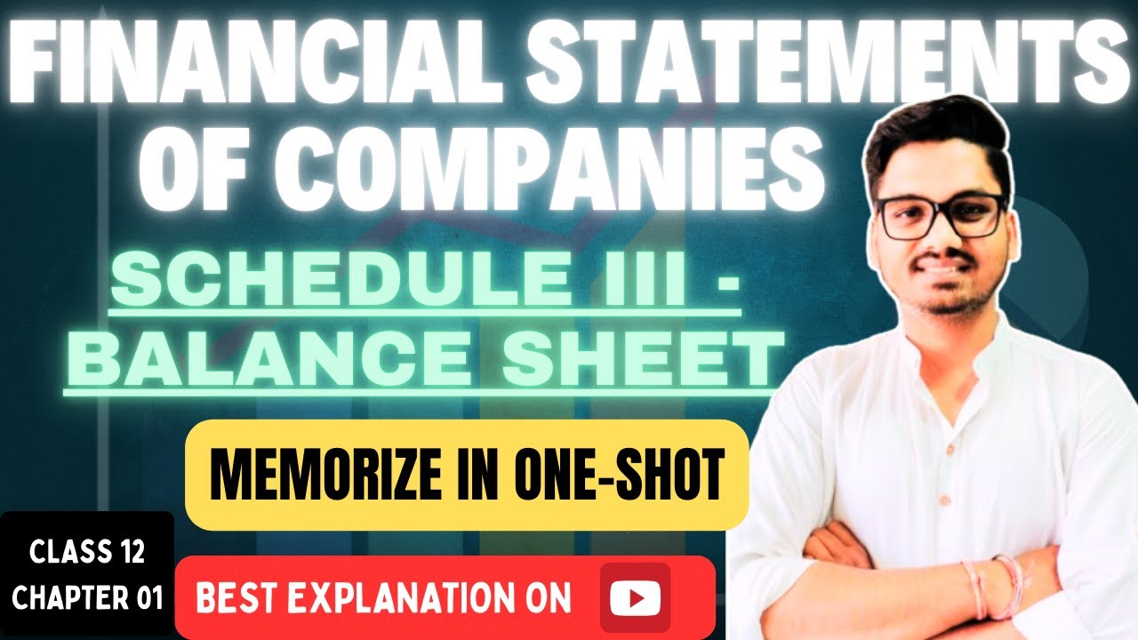 Financial Statements of Companies Balance Sheet Memorize in One Shot | Class 12 Accountancy