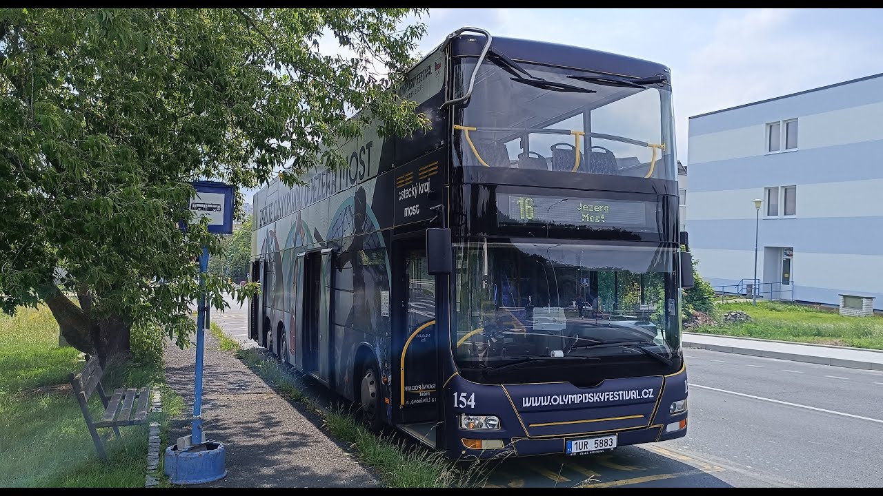 Komentovaná jízda na lince 16 DPmML v trase 1  náměstí Jezero Most s dvoupatrovým autobusem MAN