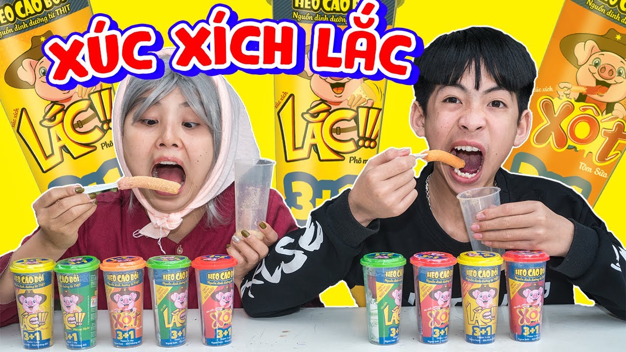 Thử Thách Xúc Xích Lắc Với Bà Ngoại Nhí Nhố - Xúc Xích Xốt Lắc Heo Cao Bồi 3+1 ❤ KN CHENO Chị Hằng