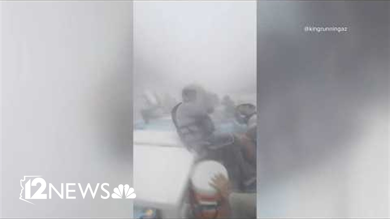 A group of rafters caught in the Grand Canyon during a severe storm