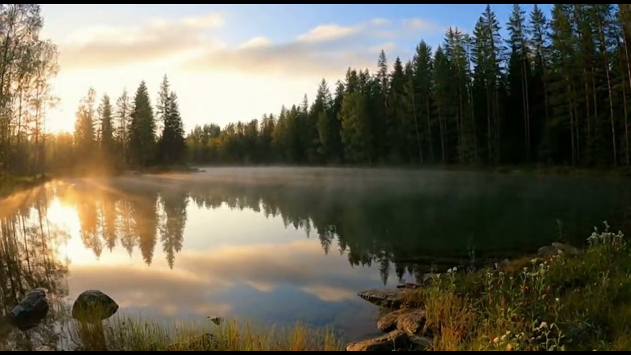 1 Hour Hidden Forest Lake at Sunrise 🌅🌲 | Ultra Peaceful Nature Ambience for Sleep & Relaxation