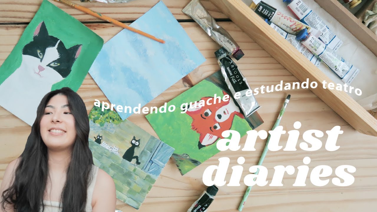 diário de artista #3: teatro, aprendendo guache e meus materiais de pintura como iniciante 💕🎨🎭